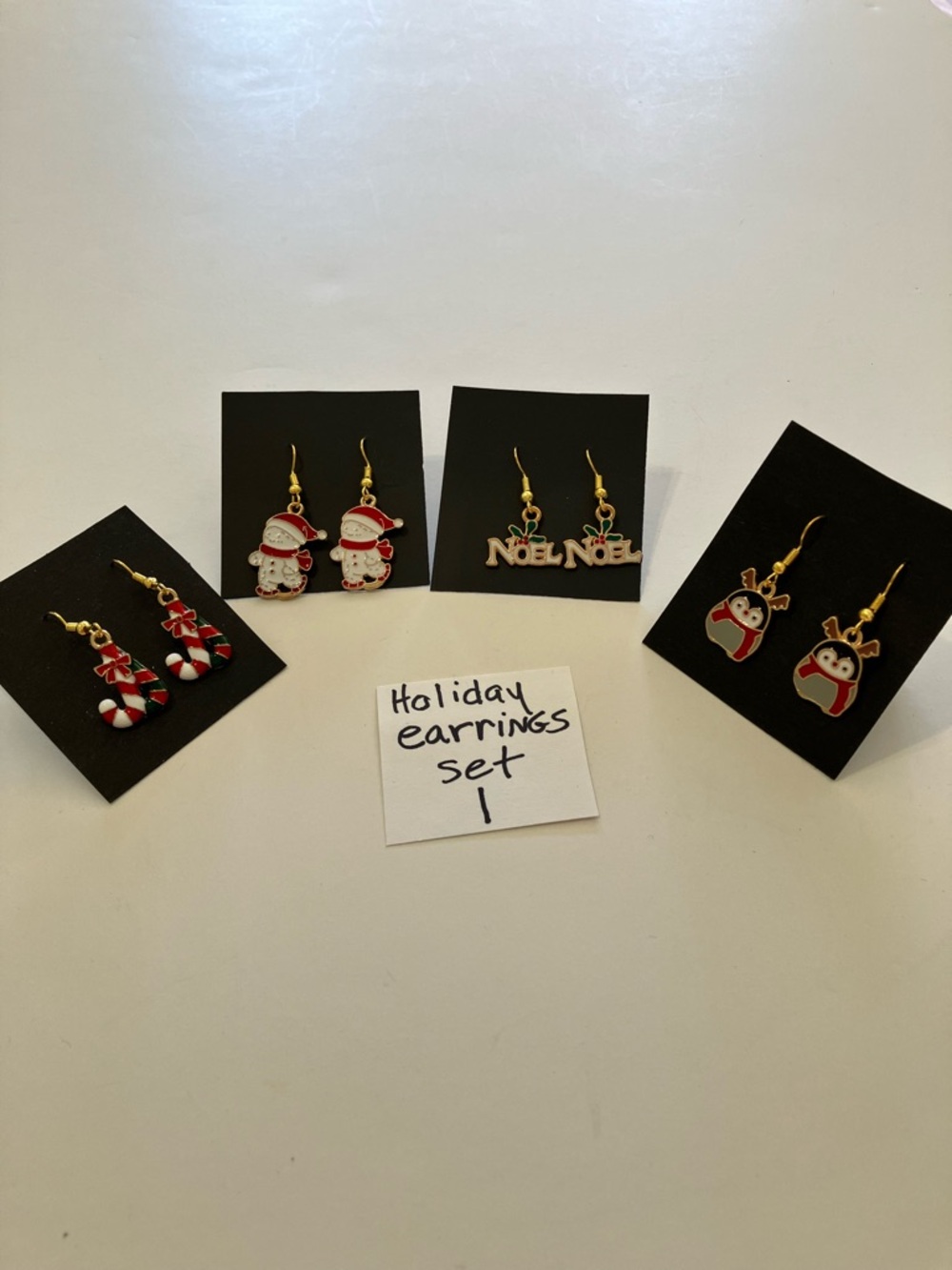 Fun New Enamel Holiday Earrings Set #1